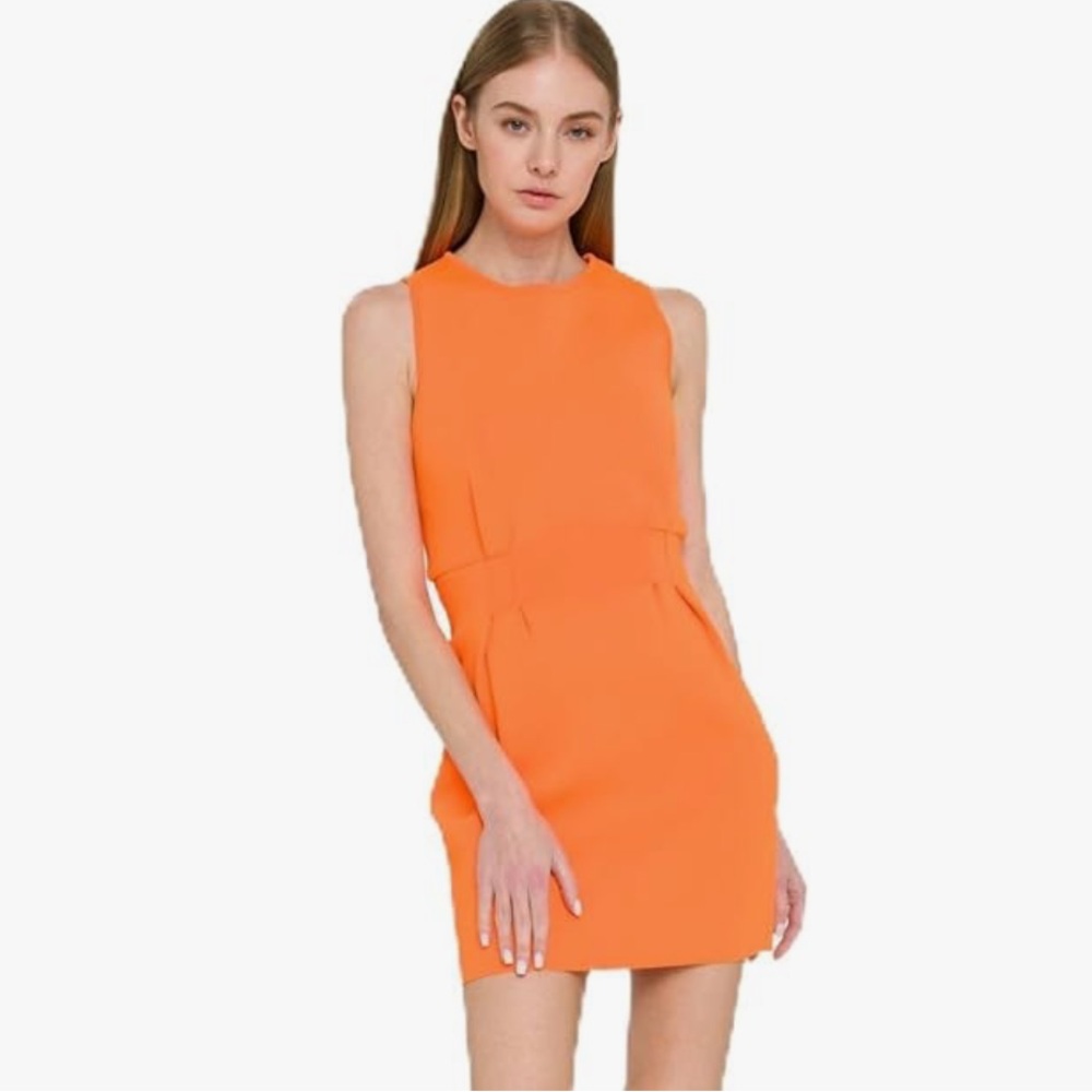 Endless Rose Orange Bodycon Heavy Knit Cut Out Mini Dress Sz M